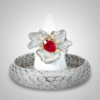 Sterling Silver Single Flower Ring and Cuff Bracelet