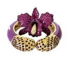 Sterling Silver Fuchsia Orchid Ring and  Enamel Bracelet