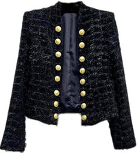 Black Retro Gold Buttoned Jacket