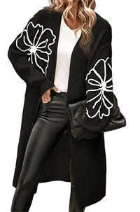 Black and White Long Cardigan Sweater