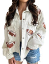 White Corduroy Sequin Football Jacket