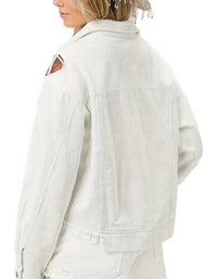 White Corduroy Sequin Football Jacket