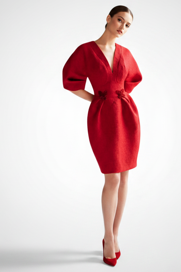 Red Butterfly Applique Dress