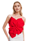 Red 3D Flower Tube Top