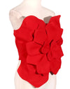 Red 3D Flower Tube Top