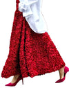 Red 3D Flower Full Length Skirt