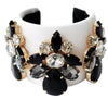 White and Black Jeweled Cuff Bracelet