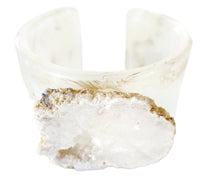 White Geode Slice Cuff Bracelet