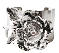 Silver 3D Flower Cuff Bracelet