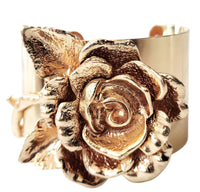 Gold 3D Flower Cuff Bracelet