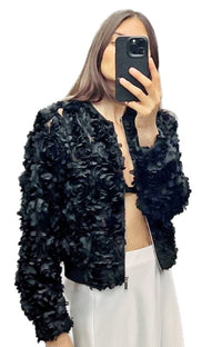 Black 3D Flower Jacket