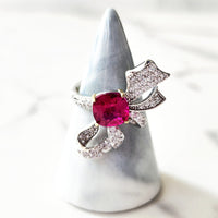 Sterling Silver Ruby Half Bow Ring