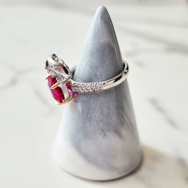 Sterling Silver Ruby Half Bow Ring