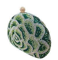 Green and White Crystal Flower Clutch