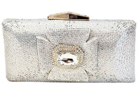 Silver Jeweled Bow Clutch