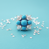 Sterling Silver Turquoise Diamond Ring