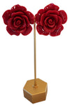 Red 3D Flower Earrings