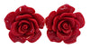 Red 3D Flower Earrings