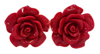 Red 3D Flower Earrings