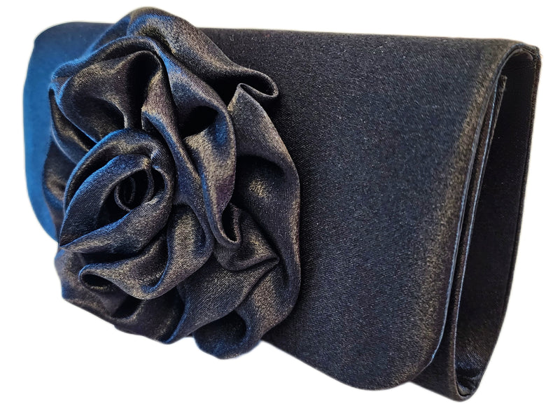 Black 3D Flower Clutch