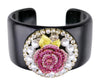 Black Cuff with Pink Flower