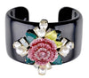 Black Cuff with Pink Flower