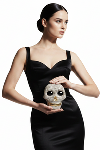 Silver Skull Crystal Clutch