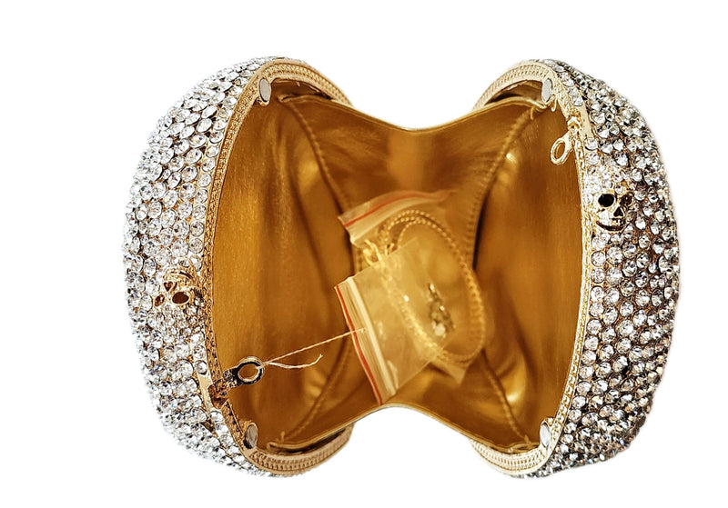 Silver Skull Crystal Clutch