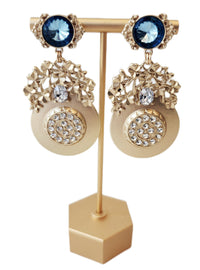 Gold and Blue Dangle Earrings