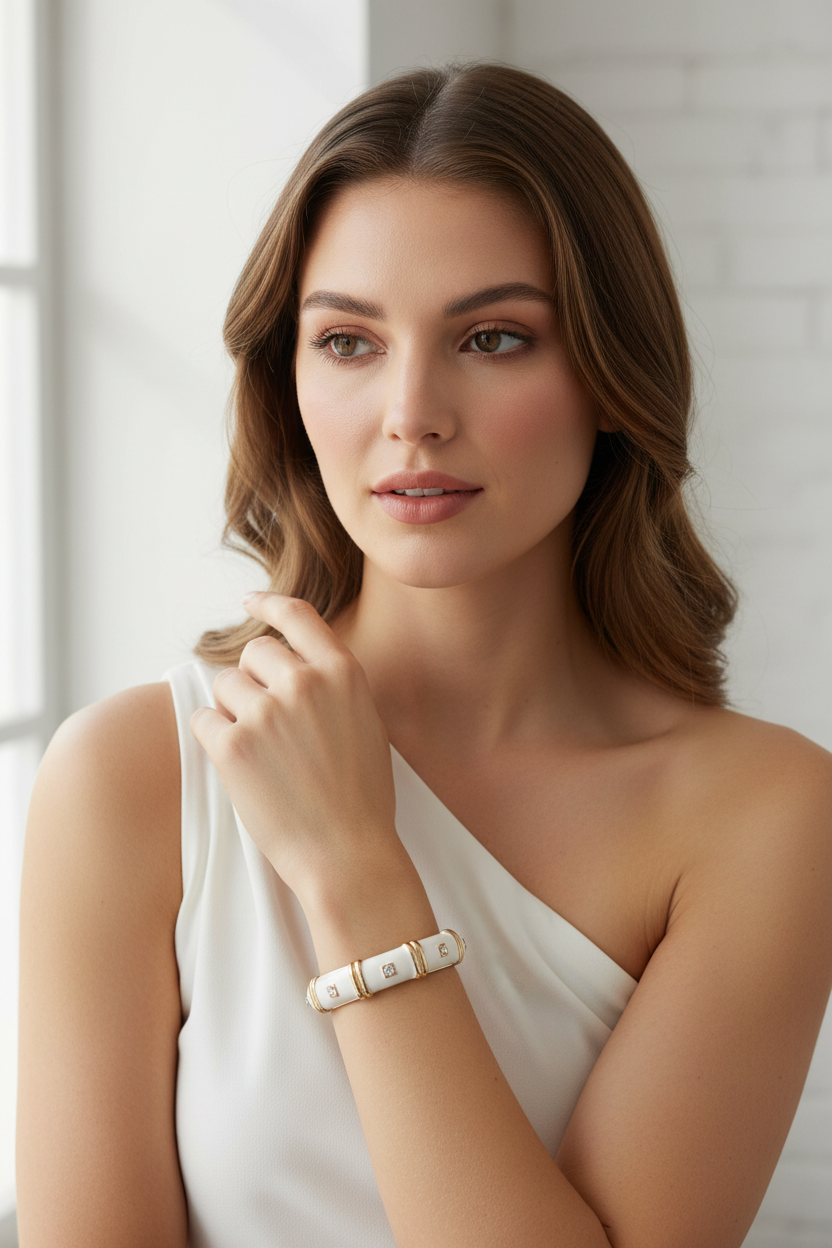 Ivory and Gold Jeweled Bracelet