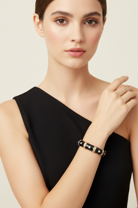 Black and Gold Jeweled Bracelet