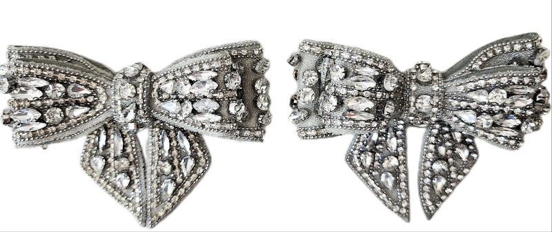 Silver Jeweled Bow Shoe Ornaments