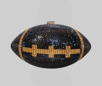 Black Crystal Football Clutch Purse