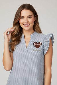 Blue Striped Football Heart Dallas Cowboys Shirt