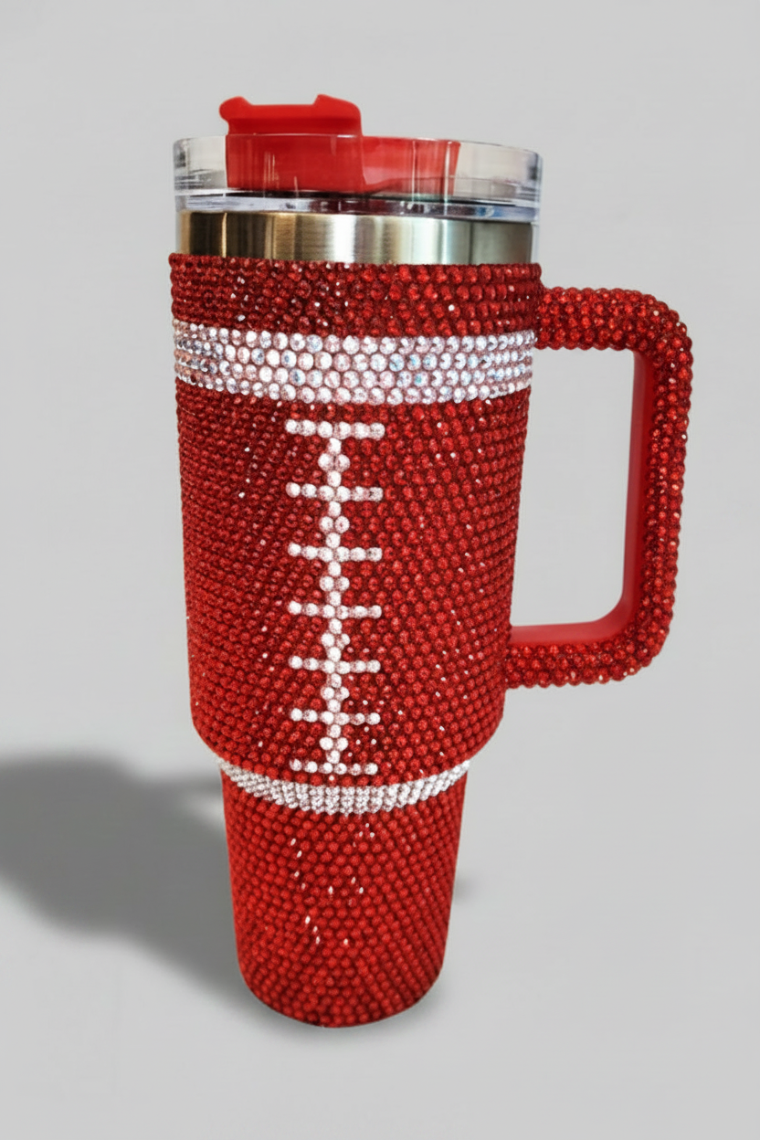 Red Crystal Football Tumbler, 40 oz