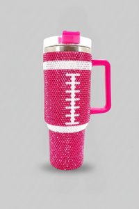 Hot Pink Sequin Football Tumbler - 40 oz