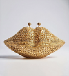 Gold Lips Crystal Clutch