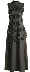 Black 3D Flower Sleeveless Maxi Dress