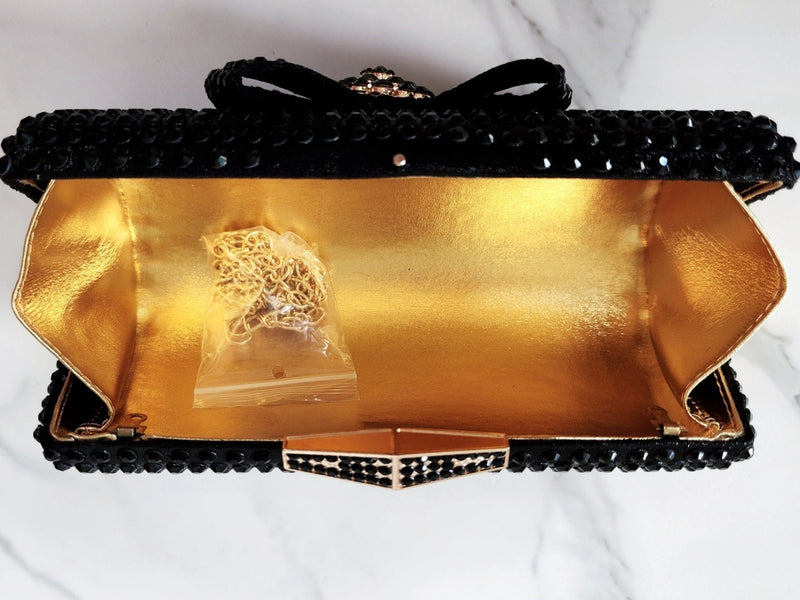 Black Crystal Bow Clutch