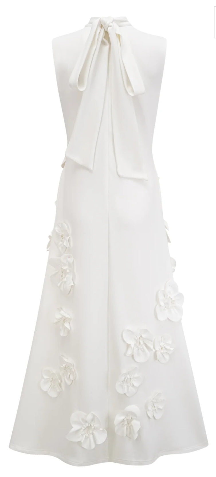 White 3D Flower Sleeveless Maxi Dress