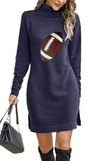 Navy Sequin Football Sweater Dress