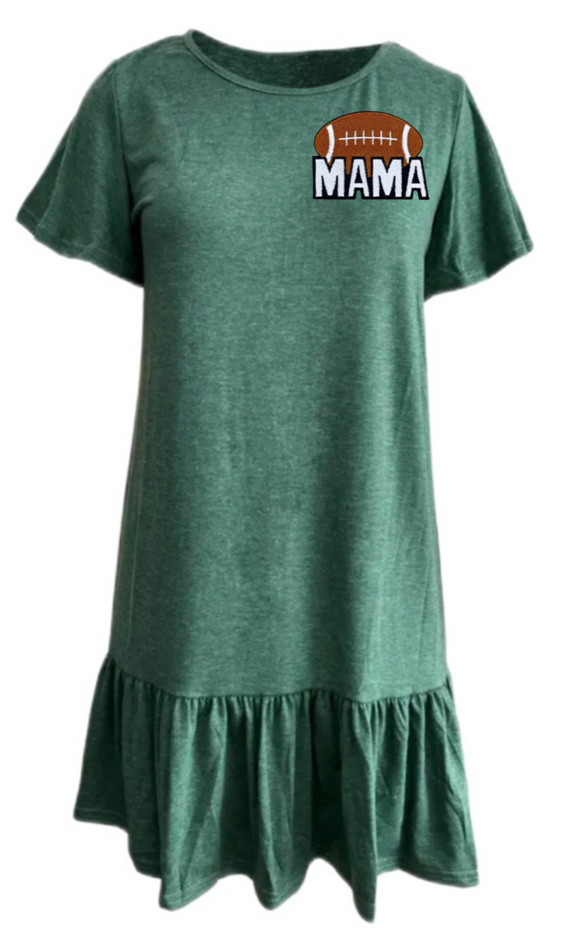 Green Football Mama T-shirt Dress