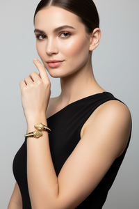 Black and Gold Snake Cuff Bracelet