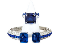 Sterling Silver Sapphire Ring and Cuff Bracelet