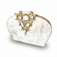 White and Gold  Mother Of Pearl Clutch