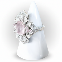 Sterling Silver Pink Ring and Diamond Bracelet