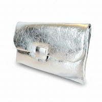 Silver Leather Clutch