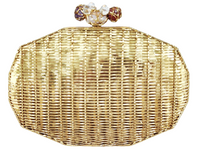 Gold and White Mother of Pearl Honeycomb Clutch