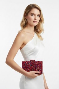 Red Confetti Resin Clutch