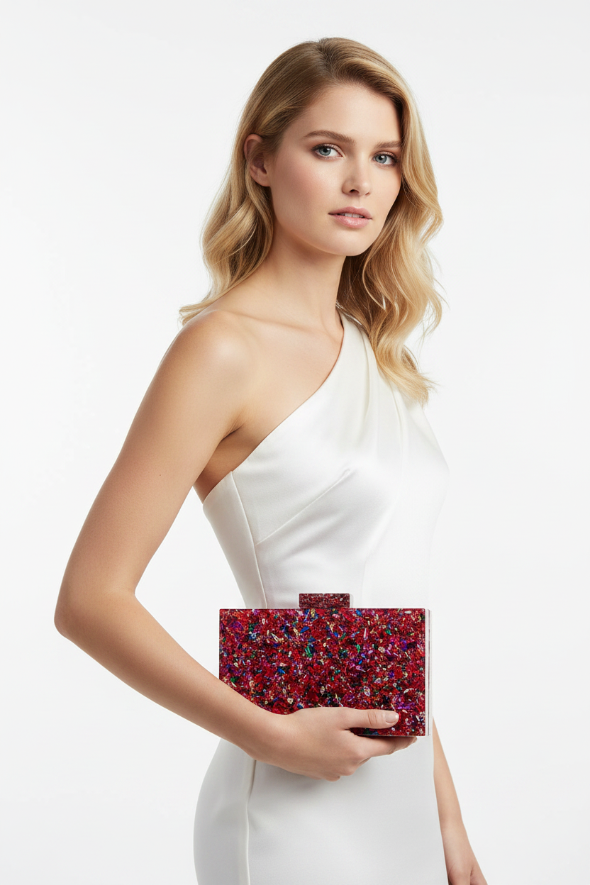 Red Confetti Resin Clutch